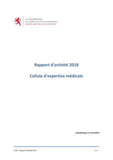 Rapport d'activité 2018 de la Cellule d'expertise médicale