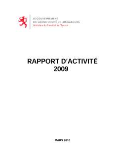 Rapport d'activité 2009 du ministère du Travail et de l'Emploi