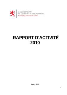 Rapport d'Acitivité 2004, Rapport d'activité 2010 du ministère du Travail et de l'Emploi