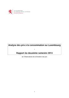 Rapport de l'Observatoire de la formation des prix: Analyse des prix à la consommation au Luxembourg (2ème semestre 2013)