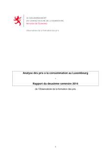 Rapport de l'Observatoire de la formation des prix: Analyse des prix à la consommation au Luxembourg (2ème semestre 2014)