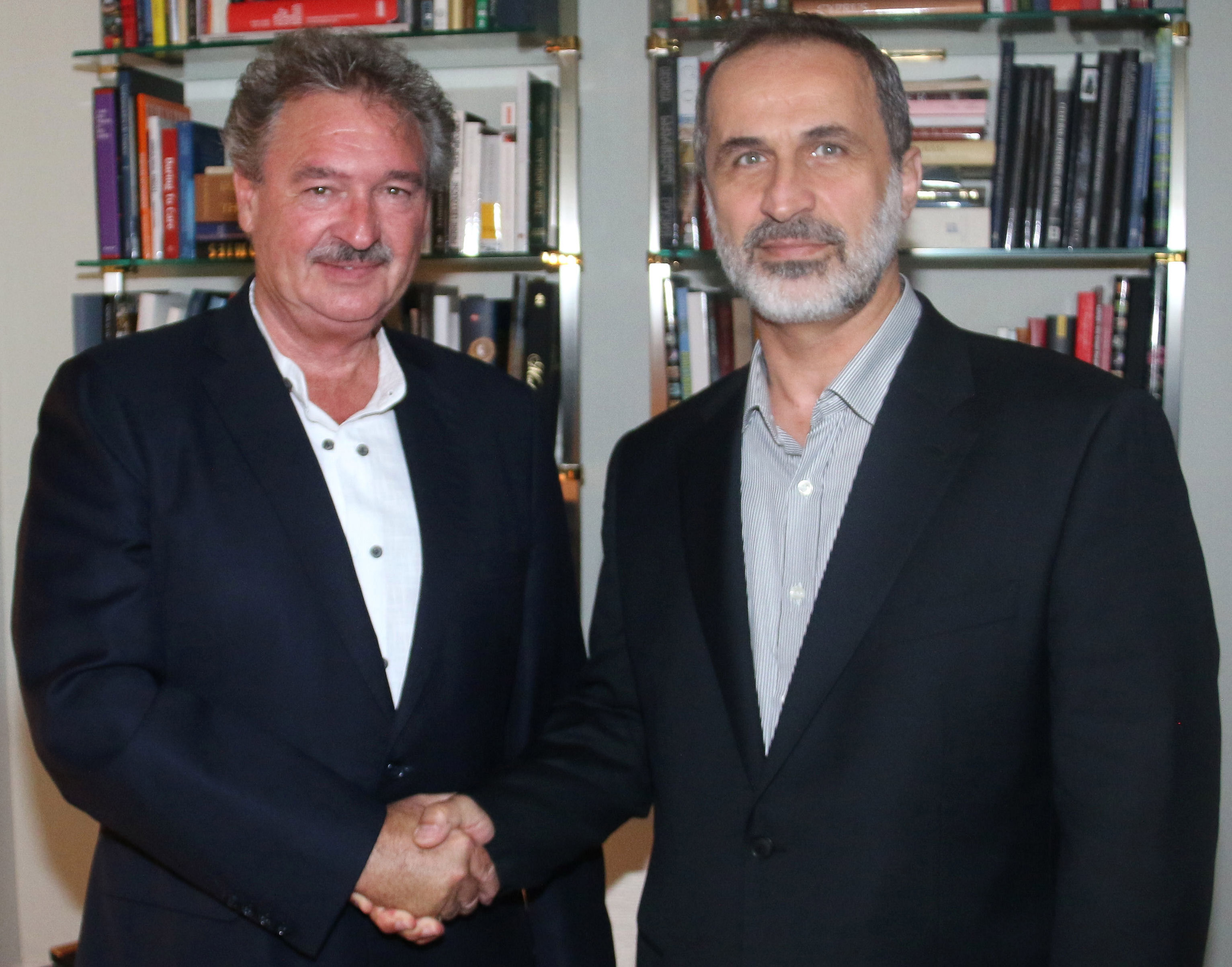 Jean Asselborn avec le premier président de la Coalition syrienne, Moaz Al-Khatib