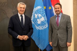 (de g. à dr.) Filippo Grandi, Haut-Commissaire des Nations unies pour les réfugiés (UNHCR); Xavier Bettel, Premier ministre, ministre d'État