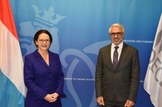 (fr. l. to r.) Yuriko Backes, Minister of Finance, and Pascal Saint-Amans, Director of the Centre for Tax Policy and Administration of the Organisation for Economic Co-operation and Development (OECD)