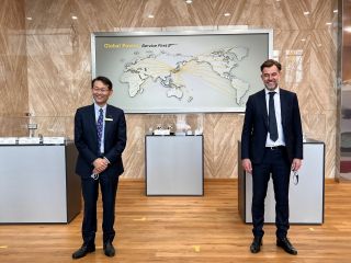 (l. to r.) Shinichi Tanzawa, CEO and president of Fanuc Europe Corporation ; Franz Fayot, Minister of the Economy