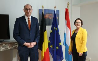 Yuriko Backes avec Vincent Van Peteghem, Vice-Premier ministre et ministre des Finances du royaume de Belgique, chargé de la Coordination de la lutte contre la fraude