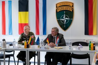 François Bausch and General Steve Thull during a briefing