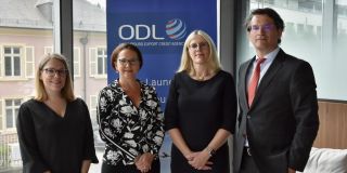 (de g. à dr.) Danielle Wirtz, directrice adjointe de l'ODL; Yuriko Backes, ministre des Finances; Simone Joachim, directrice de l'ODL; Arsène Jacoby, président de l'ODL