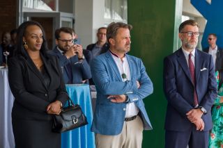 (left to right) Soraya M. Hakuziyaremye, Deputy Governor of the National Bank of Rwanda; Xavier Bettel, Prime Minister, Minister of State, Minister for Communications and Media ; Franz Fayot, Minister for Development Cooperation and Humanitarian Affairs, Minister of the Economy