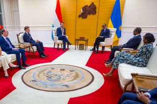 Entrevue du Premier ministre, ministre d’État, Xavier Bettel, et du ministre de la Coopération et de l’Action humanitaire, Franz Fayot, avec le président de la république du Rwanda, Paul Kagame