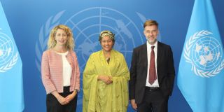 (de g. à dr.) Joëlle Welfring; Amina Mohammed, vice-secrétaire générale adjointe des Nations unies; Franz Fayot