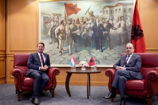 (de g. à dr.) Xavier Bettel, Premier ministre, ministre d'État ; Bajram Begaj, Président de l'Albanie