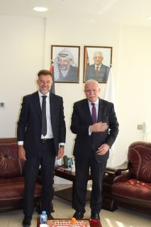 (de g. à dr.) Franz Fayot, ministre de la Coopération et de l'Action humanitaire; Riad Al-Maliki, Ministre des Affaires étrangères palestinien