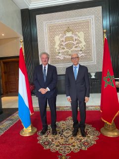 (de g. à dr.) Jean Asselborn, ministre des Affaires étrangères et européennes ; Rachid Talbi El Alami, Président de la Chambre des Représentants du Maroc
