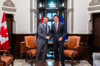 (de g. à dr.) Xavier Bettel, Premier ministre, ministre d'État ; Justin Trudeau, Premier ministre canadien