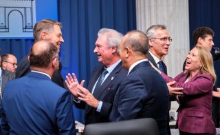 (left to right) Klaus Iohannis, President of Romania;  Bogdan Aurescu, Minister of Foreign Affairs of Romania;  Jan Asselborn, Minister of Foreign and European Affairs;  Mevlud Çavuşoğlu, Minister of Foreign Affairs of Turkey