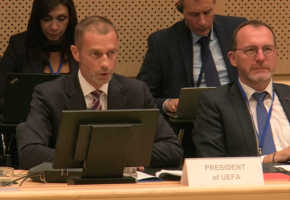 (de gauche à droite) Aleksander Čeferin, président de l'UEFA ;  Georges Engel, ministre des Sports