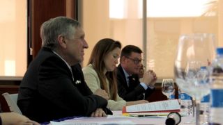 (fr. l. to r.) François Bausch, Minister of Defence; Nina Garcia, Directorate of Defence; Thomas Barbancey, Embassy in Cabo Verde