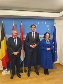 Jean Asselborn, Minister of Foreign and European Affairs; Wopke Hoekstra, Deputy Prime Minister, Minister for Foreign Affairs of the Netherlands; Hadja Lahbib, Minister for Foreign Affairs, European Affairs and Foreign Trade of Belgium