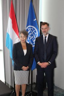 (from left to right) Michele Klein Salomon, IOM Regional Director; Franz Fayot, Minister for Development Cooperation and Humanitarian Affairs