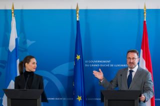 Sanna Marin, Prime Minister of the Republic of Finland, and Xavier Bettel, Prime Minister, Minister of State, at the press conference