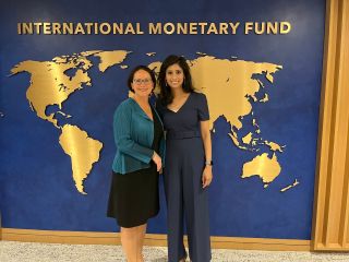 	(de g. à dr.) Yuriko Backes, ministre des Finances, Gita Gopinath, première directrice générale adjointe et ancienne cheffe économiste du FMI