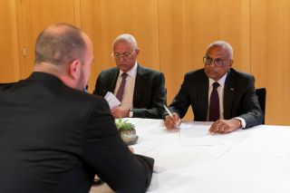 Chambre de commerce – Salle C3 – Entrevue bilatérale du président de la république de Cabo Verde, José Maria Neves, avec le directeur de Jan de Nul, David Lutty