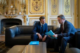 (de g. à dr.) Emmanuel Macron, président de la République française ; Xavier Bettel, Premier ministre, ministre d'État