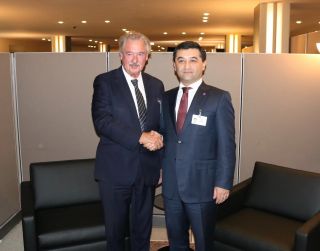 Jean Asselborn, ministre des Affaires étrangères et européennes; Bakhtiyor Sqidov, ministre des Affaires étrangères de l'Ouzbékistan