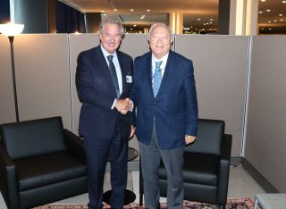 Jean Asselborn, ministre des Affaires étrangères et européennes; Miguel Moratinos, haut représentant pour l'Alliance des civilisations des Nations unies (UNAOC)