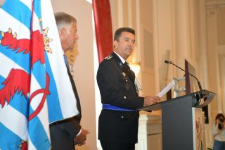 (de g. à dr.) Henri Kox, ministre de la Sécurité intérieure; Philippe Schrantz, Directeur général de la Police grand-ducale