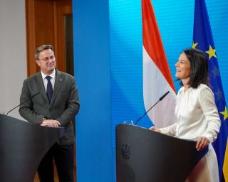 (fr. l. to r.) Xavier Bettel, Minister of Foreign Affairs and Foreign Trade; Annalena Baerbock, Federal Minister for Foreign Affairs