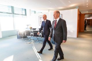 (from l. to r.) Luc Frieden, Prime Minister; Olaf Scholz, Chancellor of the Federal Republic of Germany