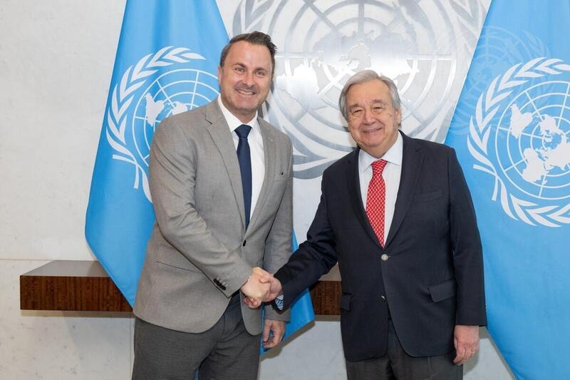 (fr. l. to r.) Xavier Bettel, Minister for Foreign Affairs and Foreign Trade, Minister for Development Cooperation and Humanitarian Affairs ;  António Guterres, Secretary-General of the United Nations.