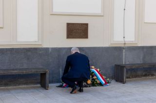 Laying of a wreath at Jan Palach Square
