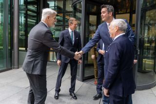 (from left to right) Petr Pavel, President of the Czech Republic; HRH the Grand Duke; Lex Delles, Minister of the Economy, SME, Energy and Tourism; Fernand Ernster, President of the Luxembourg Chamber of Commerce