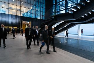 (from left to right) n.c. (security); n.c. (security); Tomáš Pernický, Director of the Protocol Department, Office of the President; Petr Pavel, President of the Czech Republic; Koen Lenaerts, President of the European Court of Justice