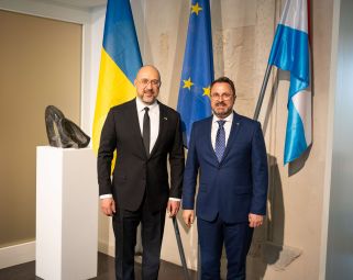 (from left to right) Denys Shmyhal, Prime Minister of Ukraine and Xavier Bettel, Minister for Foreign Affairs and Foreign Trade