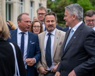 (de g. à dr.) Gilles Roth, minister of Finance ; Magnus Brunner, federal Minister of Finance Austria ; Xavier Bettel, minister for Foreign Affairs and Foreign Trade, minister for Development Cooperation and Humanitarian Affairs ; Matthias Cormann, OECD Secretary-General