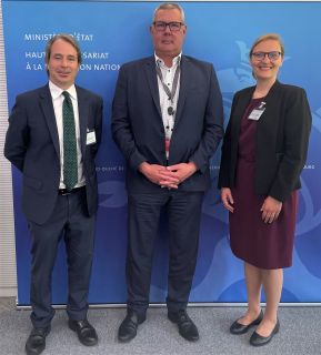(from left to right) Beltrán de Águeda Corneloup, Consul of Spain in Luxembourg; Guy Bley, High Commissioner for National Protection; Kendra Arbaiza-Sundal, Consul of the United States in Luxembourg