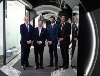 (from l. to r.) Chris Blackerby, COO Astroscale ; H.R.H. the Crown Prince; Mike Linday, CTO Astroscale; Lex Delles, Minister of the Economy, SME, Energy and Tourism