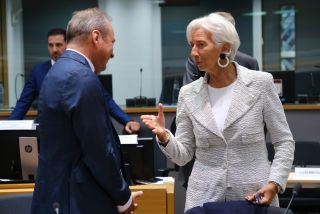 (de g. à dr.) Gilles Roth, ministre des Finances ; Christine Lagarde, présidente de la Banque centrale européenne