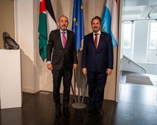 (l. to r.) Ayman Safadi, Vice Prime Minister, Minister for Foreign Affairs and Expatriates of Jordan; Xavier Bettel, Vice Prime Minister, Minister for Foreign Affairs and Foreign Trade, Minister for Development Cooperation and Humanitarian Affairs