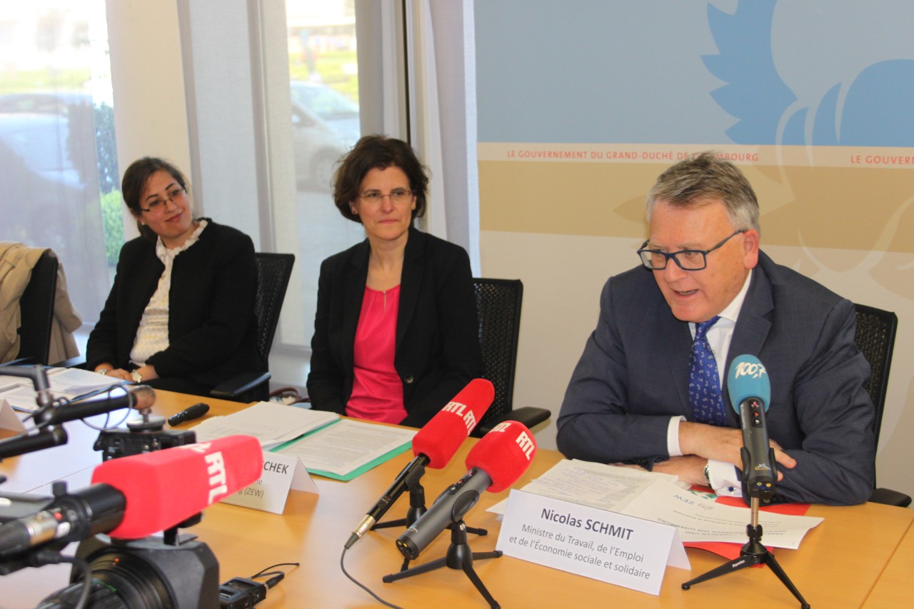 Dr. Elena Kreuzer (ISO), Prof. Dr. Irene Bertschek (ZEW) und Nicolas Schmit bei der Vorstellung der Studie