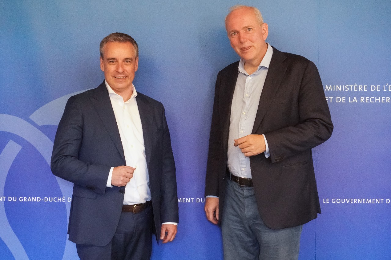 (v.l.n.r.) Claude Meisch, Minister für Hochschulwesen und Forschung ; Jakob von Weizsäcker, Minister der Finanzen und für Wissenschaft des Saarlandes
