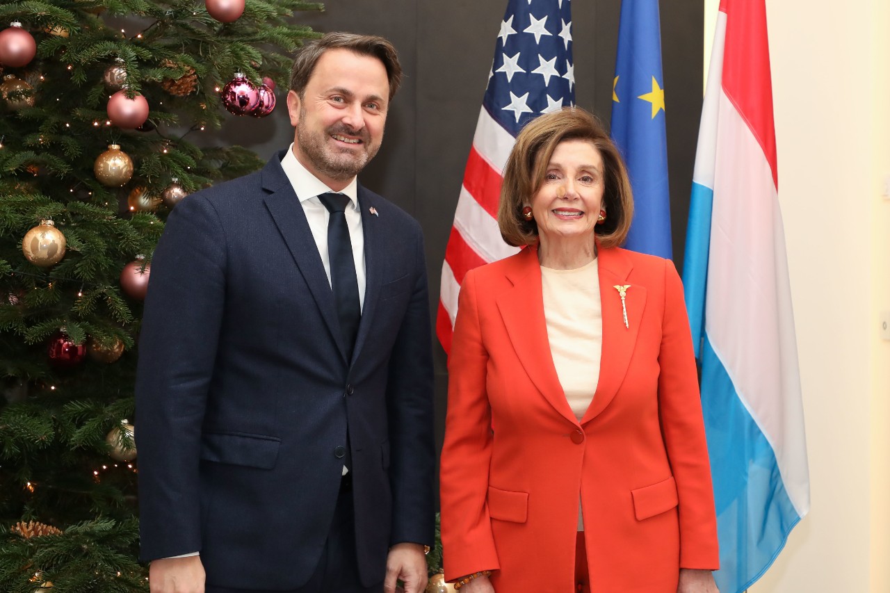 Xavier Bettel, Premier ministre, ministre d'État et Nancy Pelosi, présidente de la Chambre des Représentants des États-Unis