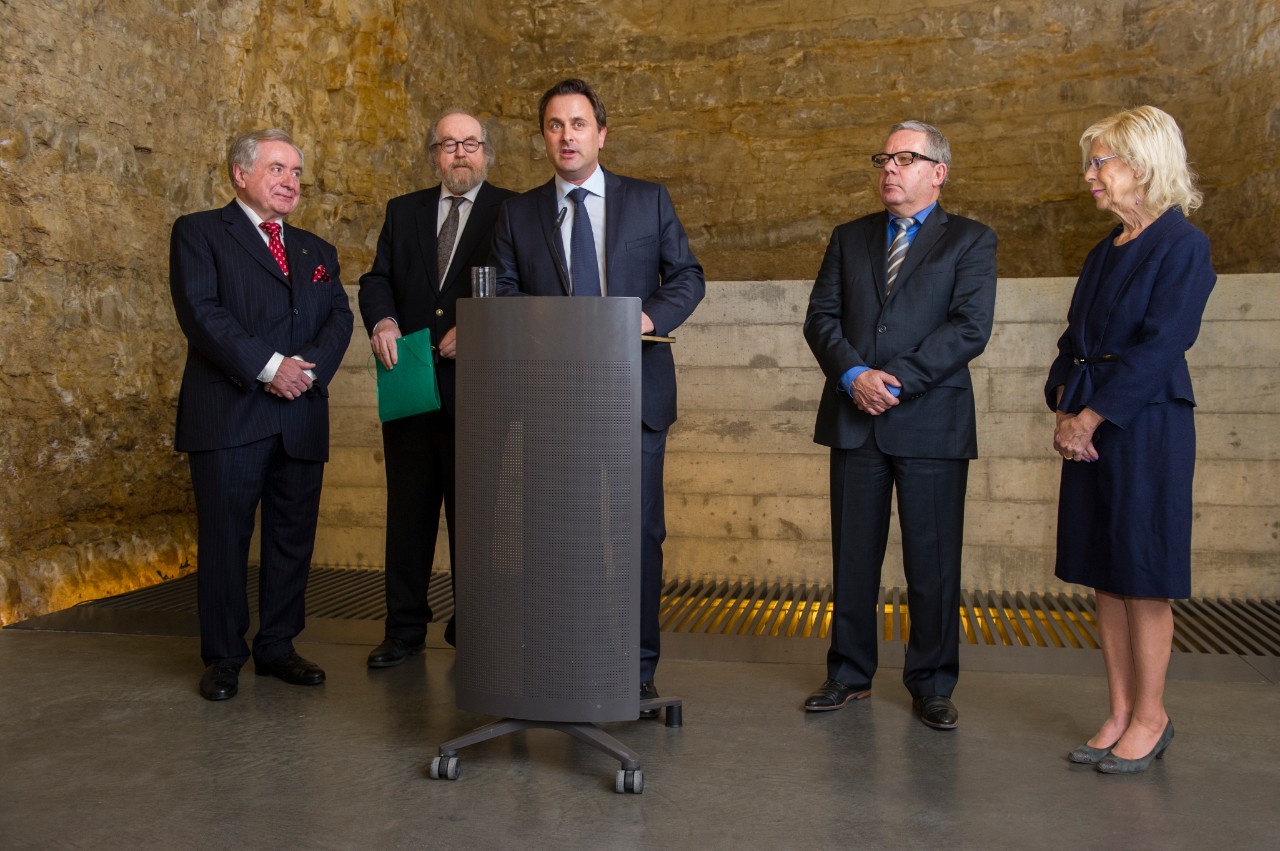 Xavier Bettel lors de la réception de nouvel an pour la presse - Joseph Lorent; Fernand Weides; Xavier Bettel, Premier ministre, ministre d'État, ministre des Communications et des Médias, ministre des Cultes; Roger Infalt; Danièle Fonck