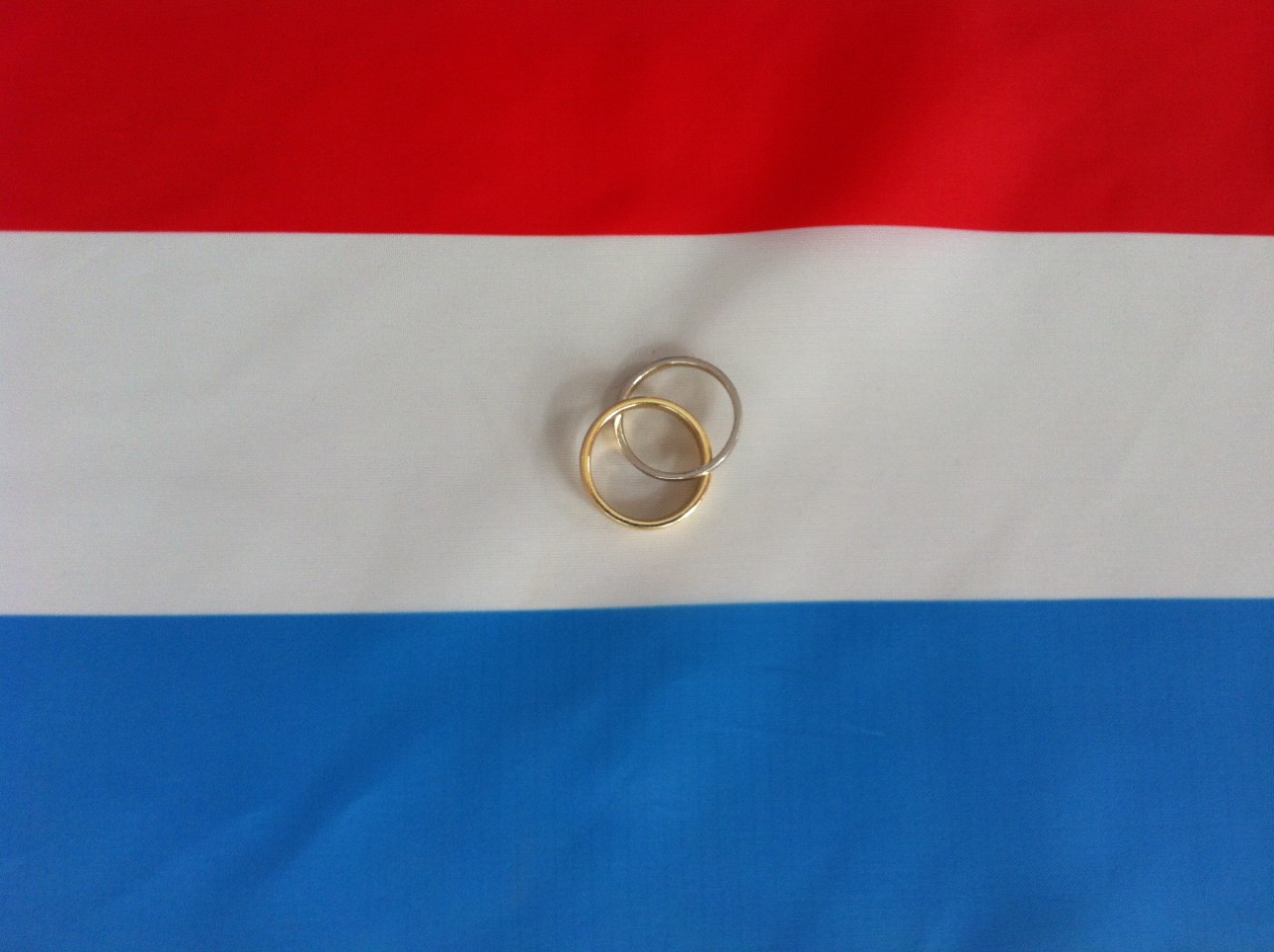 Paire de bagues sur le drapeau luxembourgeois, Illustration