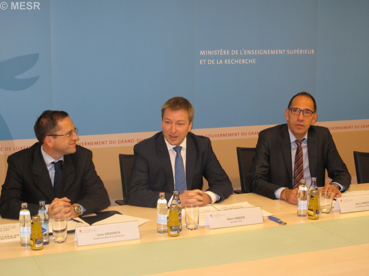 Léon Diederich, Premier Conseiller de Gouvernement, Marc Hansen, secrétaire d’État à l’Enseignement supérieur et à la Recherche, Jerry Lenert, Coordinateur du CEDIES