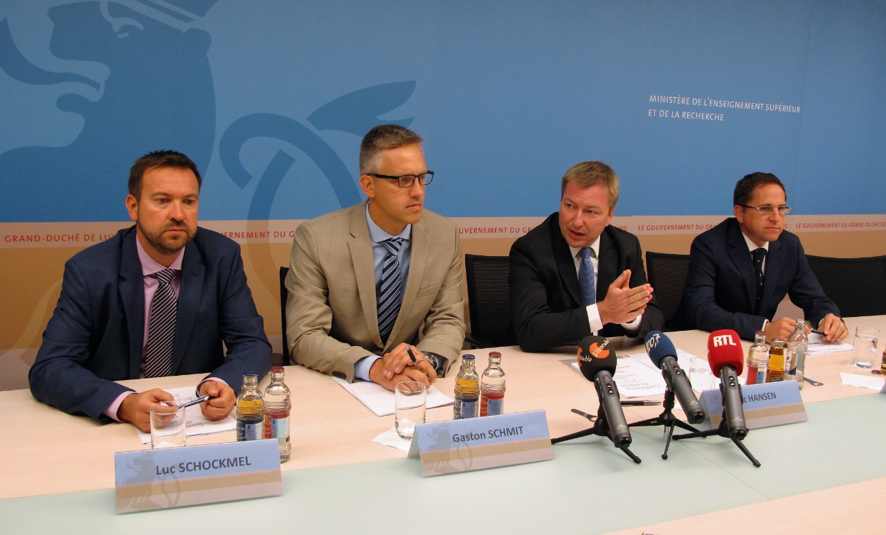 Luc Schockmel; Gaston Schmit; Marc Hansen, ministre délégué à l'Enseignement supérieur et à la Recherche; Léon Diederich
